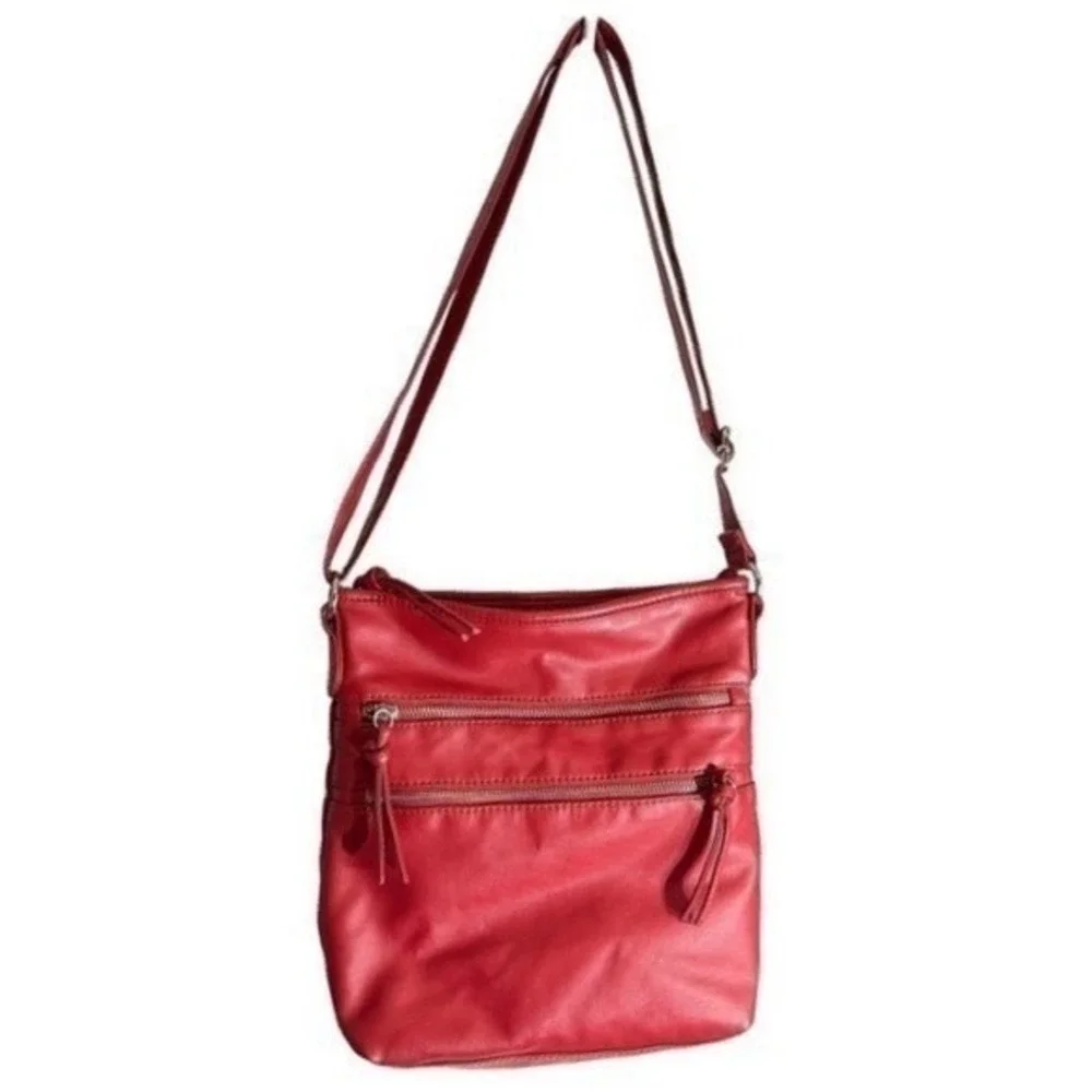 Bueno Purse Bag Red Women's Medium Faux Leather Multi Pocket‎